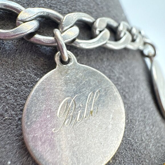VTG Solid Sterling Silver 925 Name Tags ID Chain Bracelet Size 7.5" Length - Picture 12 of 16